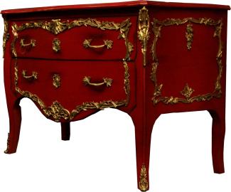 Casa Padrino Barock Kommode Rot / Gold Antik Stil 130 cm - Handgefertigt aus Massivholz - Limited Edition