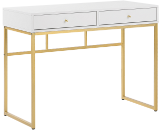 Schreibtisch weiß / gold 100 x 50 cm 2 Schubladen DAPHNE