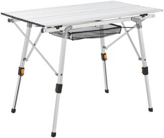 Juskys Campingtisch Picco - Aluminium Tisch 90 x 52 cm leicht, klappbar, höhenverstellbar - Camping, Garten - Outdoor Klapptisch - Gartentisch Silber