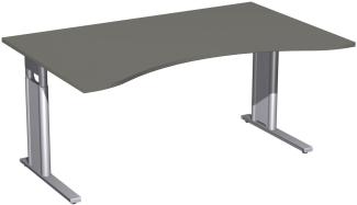 Schreibtisch 'C Fuß Pro' Ergonomieform, höhenverstellbar, 160x100cm, Graphit / Silber