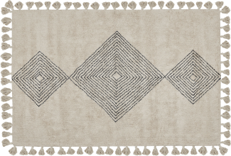 Teppich Baumwolle beige 160 x 230 cm geometrisches Muster Kurzflor BULCUK