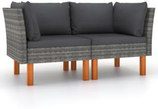 vidaXL Ecksofas 2 Stk. Poly Rattan und Eukalyptus Massivholz