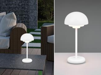 Outdoor LED Akku Tischleuchte ELLIOT mit Touch Dimmer, Weiß Höhe 30cm