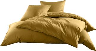 Mako-Satin Baumwollsatin Bettwäsche Uni einfarbig zum Kombinieren (Bettbezug 240 cm x 220 cm, Gold) viele Farben & Größen