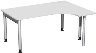 PC-Schreibtisch '4 Fuß Pro' rechts, höhenverstellbar, 160x120cm, Lichtgrau / Silber