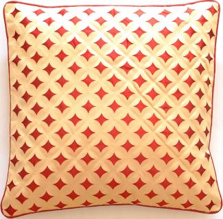 Beige mit Rost Lasergeschnittenen Muster Dupionseide Deko-Kissenbezug mit Umrandung aus Indien - 40cm x 40cm