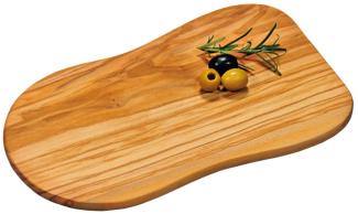 2 Stück Kesper Schneidebrett aus Olivenholz, 30 x 18 x 1,2 cm, geschwungene Form, Servierbrett mit edler Holzmaserung, Servierplatte, Frühstücksbrett