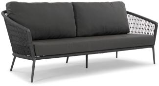 Sofa 3-Sitz Musterring FREILICHT Ibiza , Rope , Grau, Anthrazit / Schwarz , 205.00 x 75.00 x 86.00 cm