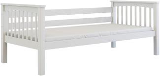 Polini-Kids 'Lea' Sofabett mit Zusatzbett-Bettkasten, massives Buchenholz weiß, 90 x 200 cm