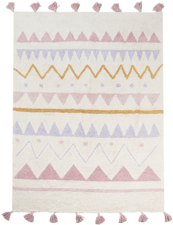 Kinderteppich Baumwolle beige rosa 140 x 200 cm geometrisches Muster Kurzflor ZAYSAN