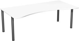 Schreibtisch '4 Fuß Flex', feste Höhe 200x100cm, Weiß / Anthrazit
