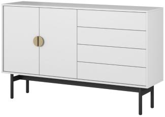Selsey Stoon - Sideboard mit 4 Schubladen, Weiß mit schwarzem Metallgestell, 154 cm