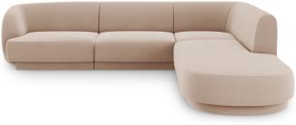 Micadoni 6-Sitzer Samtstoff Ecke rechts Sofa Miley | Bezug Cappuccino | Beinfarbe Black Plastic