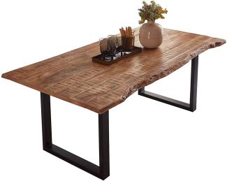 Loreno® Baumkantentisch, Mango Massivholz naturfarben 26 mm natürliche Baumkante