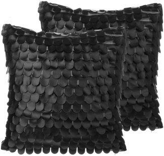 Kissen 2er Set Kunstleder Schwarz LOBELIA 45 x 45 cm