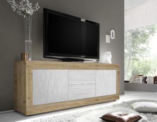 TV-Board >Belinda< in Eiche Cadiz / Weiss - 210x66x43cm (BxHxT)