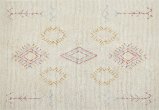 Teppich Baumwolle beige 140 x 200 cm geometrisches Muster Kurzflor BETTIAH