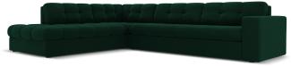 Micadoni 5-Sitzer Samtstoff Ecke links Sofa Justin | Bezug Bottle Green | Beinfarbe Black Plastic