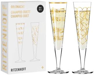 Ritzenhoff Goldnacht Champagnergläser 205 ml 2er Set Herzen & Musik