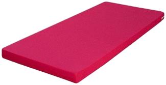 Hochbett Aron inkl. Vorhang Kiefer massiv weiß 90*200 cm Bett + Matratze (pink)