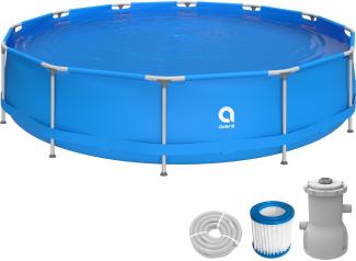Avenli® Frame Pool Set 420 x 84 cm, Aufstellpool rund, mit Pumpe, blau