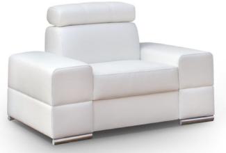 Casa Padrino Wohnzimmer Sessel Weiß / Silber 114 x 97 x H. 78-95 cm - Moderner Sessel mit verstellbarer Kopfstütze - Moderne Wohnzimmer Möbel