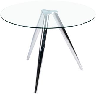 Esstisch rund mit Glasplatte und Chromgestell Ø100 cm Esszimmertisch Küchentisch Tisch Glastisch