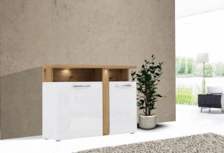 Sideboard Kommode Anrichte 103,5cm weiß Hochglanz artisan eiche Modern