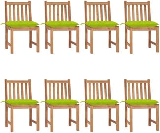 vidaXL Gartenstühle 8 Stk. mit Kissen Massivholz Teak 3073168