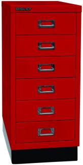 Bisley MultiDrawer™, 29er Serie mit Sockel, DIN A4, 6 Schubladen, Farbe kardinalrot