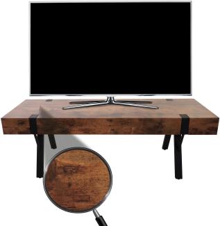 TV-Rack HWC-L54, Fernsehtisch Lowboard TV-Tisch, Metall 42x120x40cm ~ dunkle Wildeiche