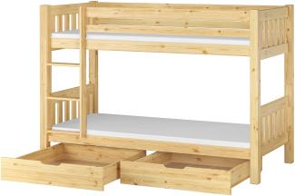 Erst-Holz 60.06-09 Etagenbett 90x200 cm, natur, Kiefer massiv, inkl. Rollroste, Matratzen und 2 Bettkästen