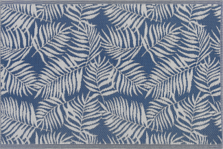 Outdoor Teppich blau 120 x 180 cm Palmenmuster Kurzflor KOTA