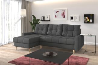 Ecksofa SCANDI L-form Sofa Mit Schlaffunktion Wohnlandschaft Wohnzimmer L Couch - Graphit Stoff
