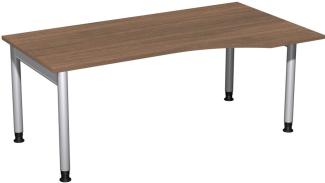 PC-Schreibtisch '4 Fuß Pro' rechts, höhenverstellbar, 180x100cm, Nussbaum / Silber