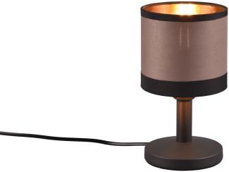 LED Tischleuchte mit Stoffschirm in Taupe/Gold, Touchfunktion Höhe 22,5cm