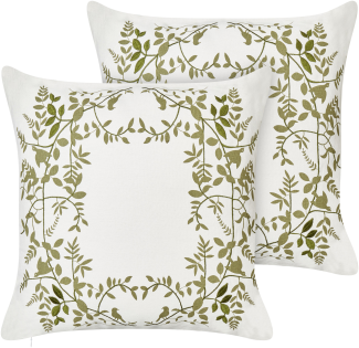 Dekokissen Blumenmuster Baumwolle weiß grün 45 x 45 cm 2er Set ZALEYA