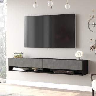 Fernsehtisch Laitila 180x31,5x29,5cm Schwarz/Betonoptik [en. casa]