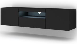 TV-Schrank AURA 150 cm schwarz matt + LED