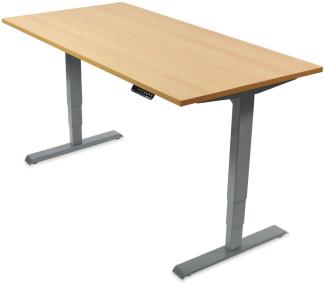Desktopia Pro - Elektrisch höhenverstellbarer Schreibtisch / Ergonomischer Tisch mit Memory-Funktion, 5 Jahre Garantie - (Buche, 180x80 cm, Gestell Grau)