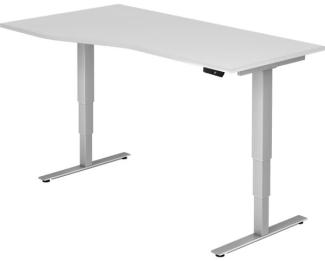 Sitz-Steh-Schreibtisch elektrisch XDSM18 180x100 / 80cm Weiß Gestellfarbe: Silber