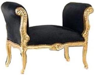 Casa Padrino Hocker Barock Schemel Hocker Schwarz / Gold - Sitzbank