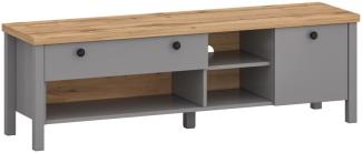 Lowboard TV-Unterschrank Melini 146x38x46cm schiefergrau Eiche Delano hell