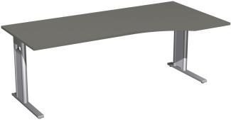 PC-Schreibtisch 'C Fuß Pro' rechts, feste Höhe 200x100x72cm, Graphit / Silber