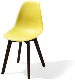 Keeve Stapelstuhl gelb ohne armlehne, dunkeln birkenholz gestell und kunststoff sitzfläche, 47x53x83cm (BxTxH), 505FD01SY 4 Stück