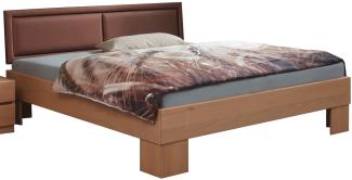 Bed Box Massivholz Bettrahmen Premium Madrid Wildeiche natur geölt mit Polsterkopfteil 140x220 cm