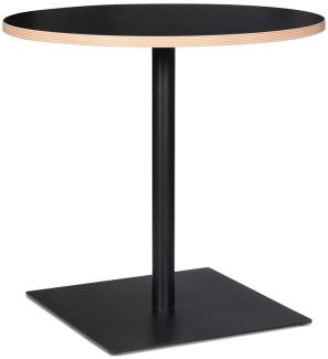 Runder Tisch aus Holz & Metall, 80 cm, Stabil & Pflegeleicht, Ideal für Küche und Gastronomie – "LORAXI" Kollektion. Farbe: Schwarz. Größe: 80x80x75,5 cm