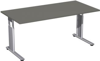 Schreibtisch 'C Fuß Flex' höhenverstellbar, 160x80cm, Graphit / Silber