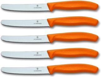 5 Stück Victorinox Tomatenmesser Swiss Classic Wellenschliff, Orange, 11 cm, 6. 7836. L119. 5