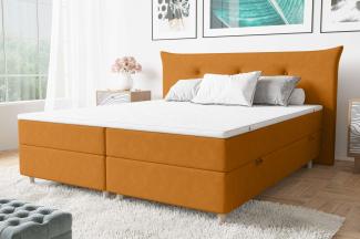 99rooms Artemis Boxspringbett 140x200 cm Velours SORO Orange Taschen-Federung